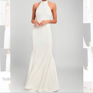 Lulu’s high neck long white gown
